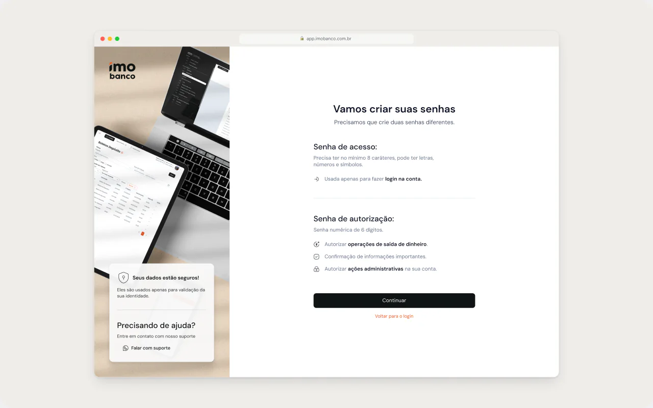Criação de senhas: Cada senha no momento certo, com requisitos à vista.